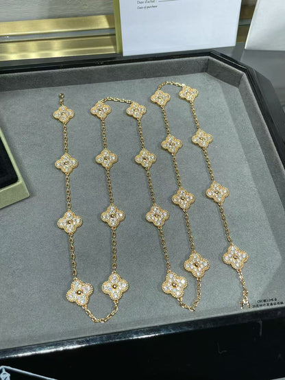 [⭐Shinejoy]CLOVER 20 MOTIFS FULL-DIAMOND NECKLACE