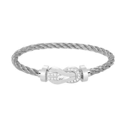 [⭐Shinejoy]CHANCE LARGE 8 FIGURE BUCKLE HALF DIAMOND BRACELET SILVER