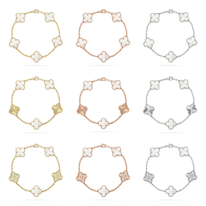 [⭐Shinejoy]CLOVER WHITE PEARL MOP 5 MOTIF BRACELET COLLECTION