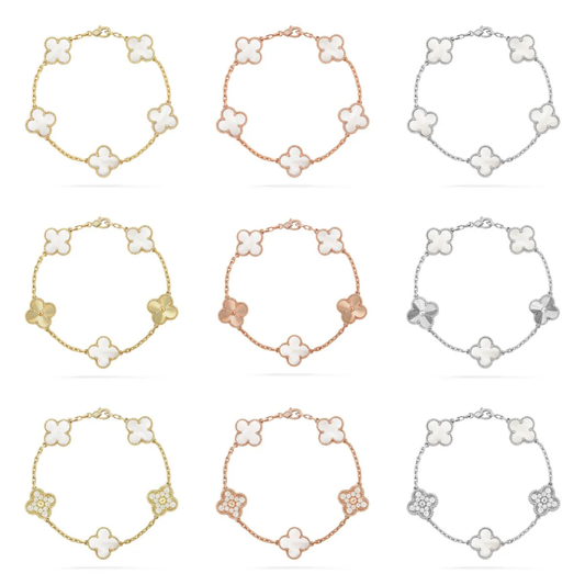 [⭐Shinejoy]CLOVER WHITE PEARL MOP 5 MOTIF BRACELET COLLECTION