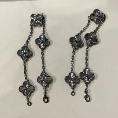 [⭐Shinejoy]CLOVER 5 MOTIF BLACK BRACELET