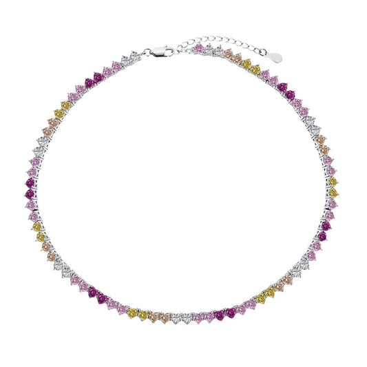 [Shinejoy Jewelry]Sparkling Colorful Full Heart Tennis Necklace