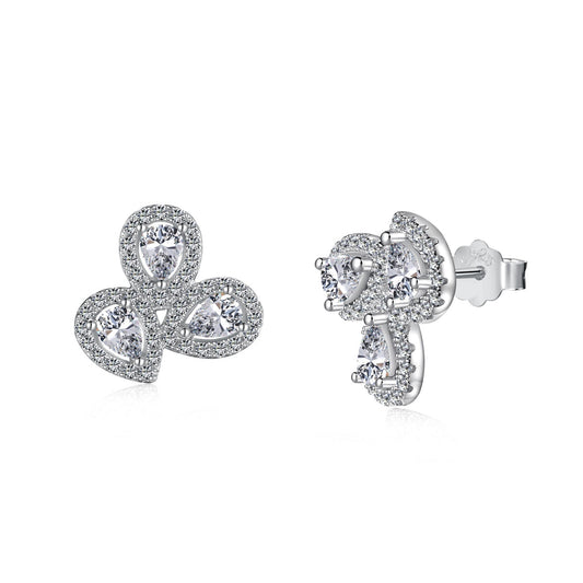 [Shinejoy Jewelry]Ornate Flower Shape Pear Cut Lover Earrings