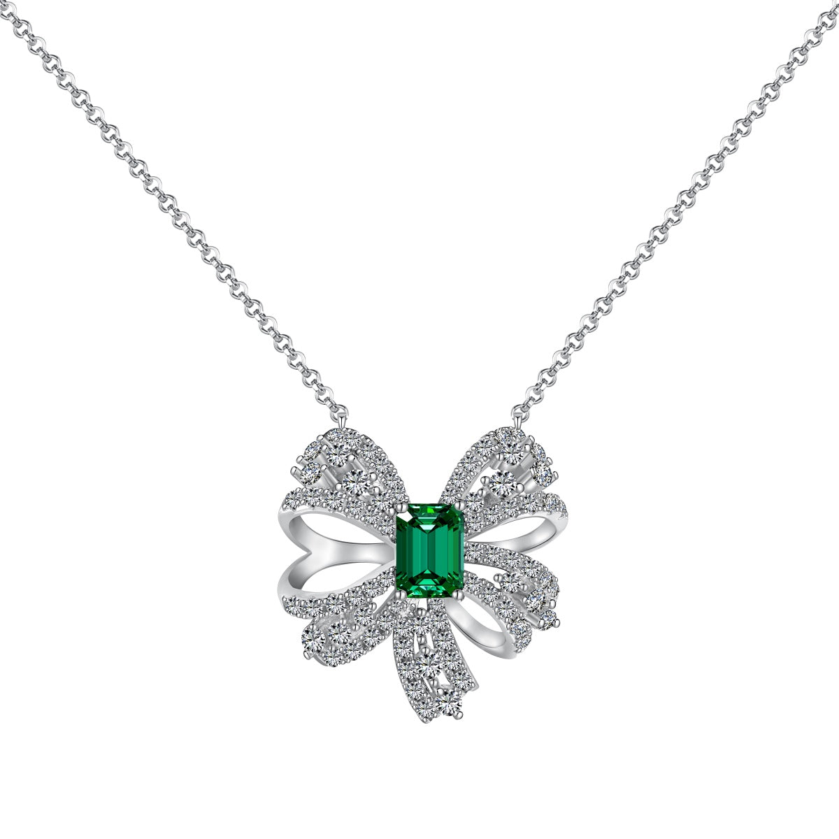 [Shinejoy Jewelry]Luxurious Flower Shape Emerald Cut Necklace