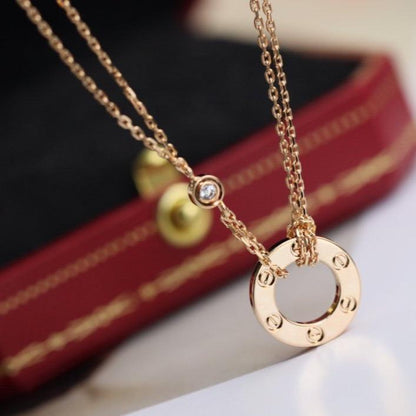 [⭐Shinejoy]LOVE NECKLACE ADJUSTABLE ROSE GOLD 2 DIAMOND