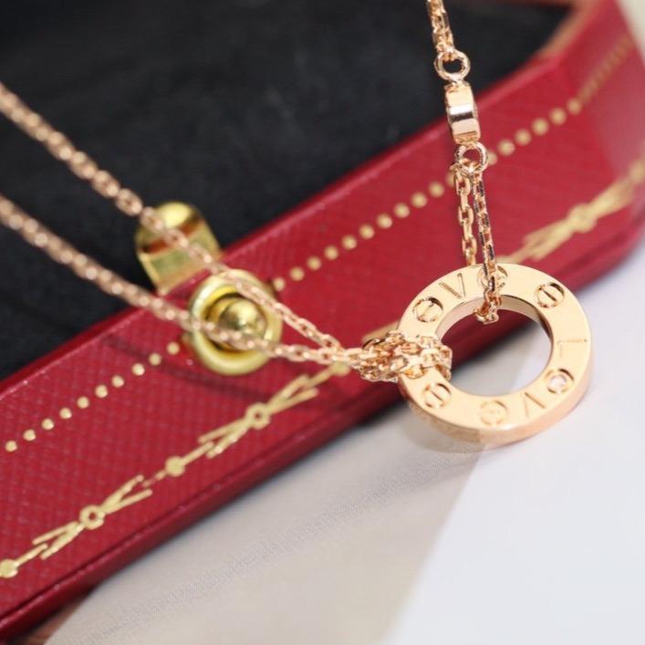 [⭐Shinejoy]LOVE NECKLACE ADJUSTABLE ROSE GOLD 2 DIAMOND