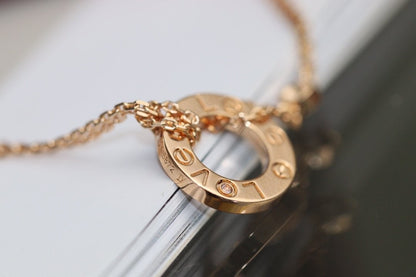 [⭐Shinejoy]LOVE NECKLACE ADJUSTABLE ROSE GOLD 2 DIAMOND