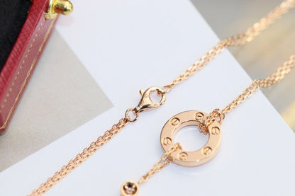 [⭐Shinejoy]LOVE NECKLACE ADJUSTABLE ROSE GOLD 2 DIAMOND