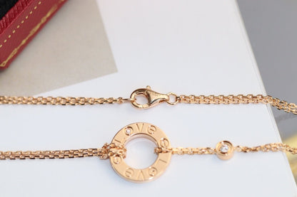[⭐Shinejoy]LOVE NECKLACE ADJUSTABLE ROSE GOLD 2 DIAMOND