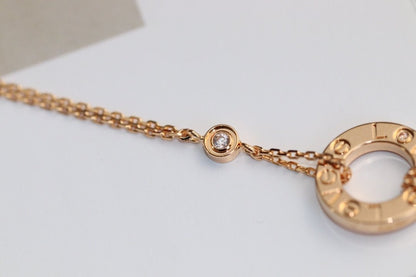 [⭐Shinejoy]LOVE NECKLACE ADJUSTABLE ROSE GOLD 2 DIAMOND