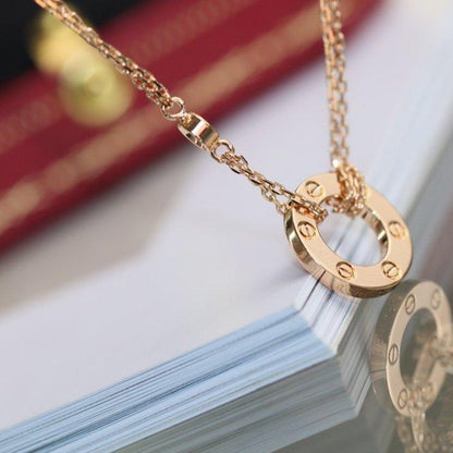 [⭐Shinejoy]LOVE NECKLACE ADJUSTABLE ROSE GOLD 2 DIAMOND