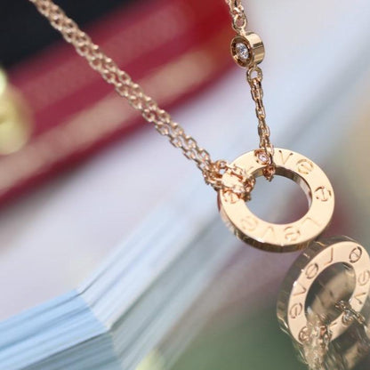 [⭐Shinejoy]LOVE NECKLACE ADJUSTABLE ROSE GOLD 2 DIAMOND
