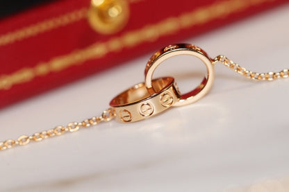 [⭐Shinejoy]LOVE NECKLACE PINK GOLD AND SILVER