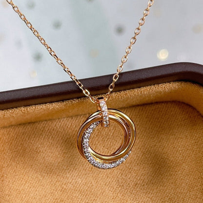[⭐Shinejoy]TRINITY NECKLACE SILVER GOLD PINK GOLD DIAMONDS