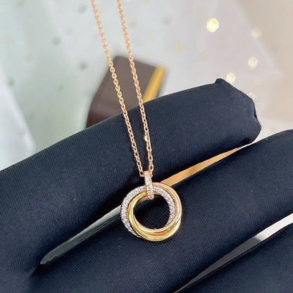 [⭐Shinejoy]TRINITY NECKLACE SILVER GOLD PINK GOLD DIAMONDS