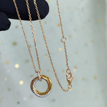 [⭐Shinejoy]TRINITY NECKLACE SILVER GOLD PINK GOLD DIAMONDS