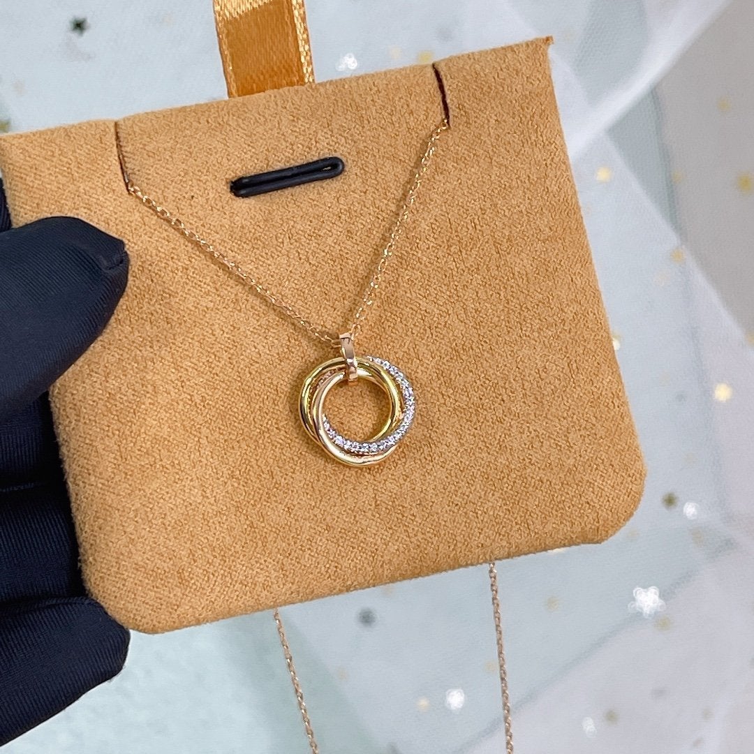 [⭐Shinejoy]TRINITY NECKLACE SILVER GOLD PINK GOLD DIAMONDS