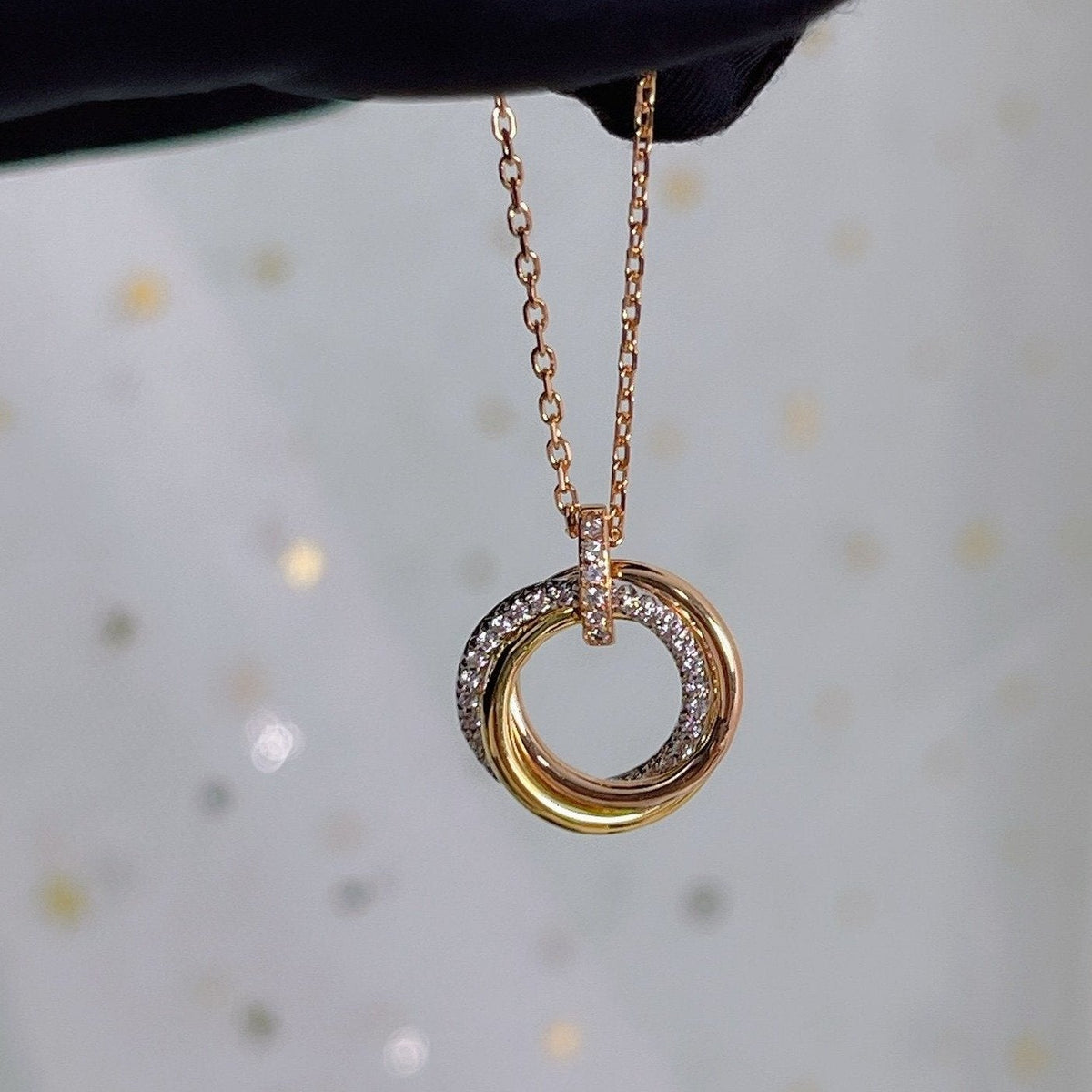 [⭐Shinejoy]TRINITY NECKLACE SILVER GOLD PINK GOLD DIAMONDS