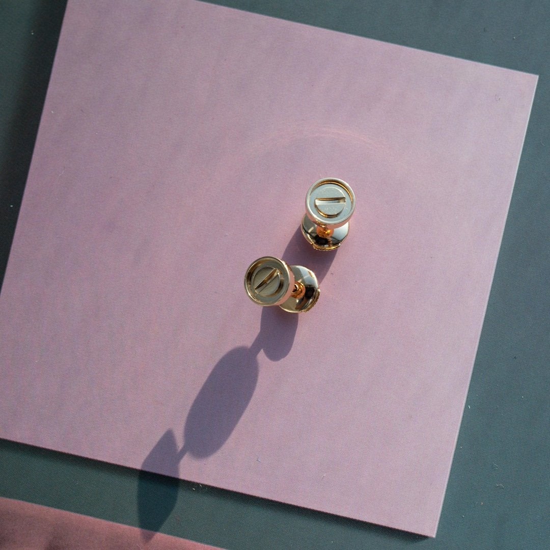 [⭐Shinejoy]LOVE EARRINGS PINK GOLD 10MM