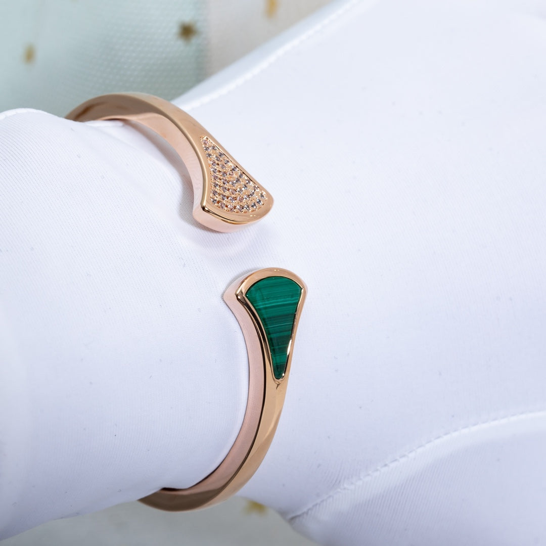 [⭐Shinejoy]DREAM BRACELET OPEN MALACHITE PINK GOLD
