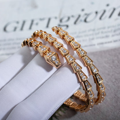 [⭐Shinejoy]SERPENTI BRACELET PINK GOLD DIAMOND DOUBLE ROW