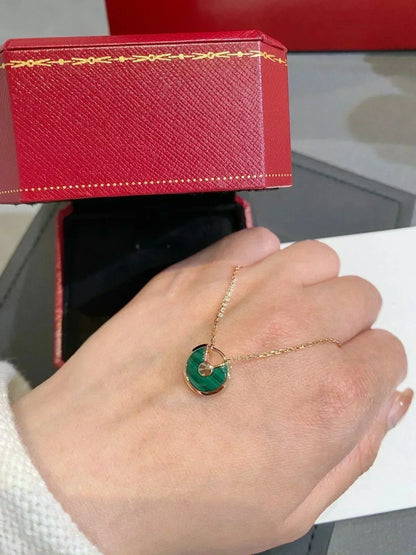 [⭐Shinejoy]AMULETTE ROSE GOLD MALACHITE NECKLACE