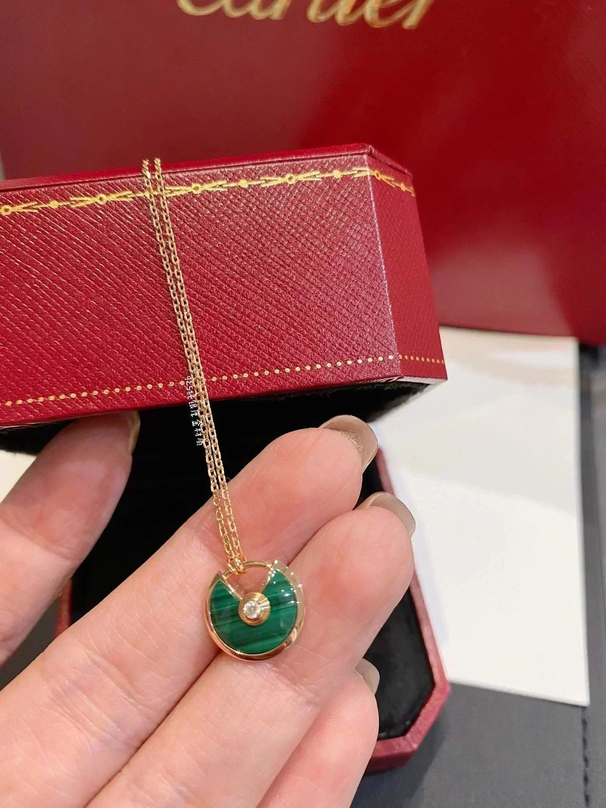 [⭐Shinejoy]AMULETTE ROSE GOLD MALACHITE NECKLACE