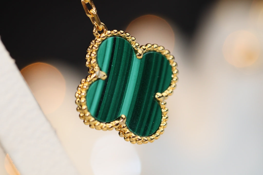 [⭐Shinejoy]CLOVER EARRINGS GOLD MALACHITE DIAMOND 3 MOTIF