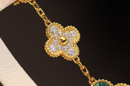 [⭐Shinejoy]CLOVER EARRINGS GOLD MALACHITE DIAMOND 3 MOTIF
