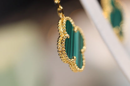 [⭐Shinejoy]CLOVER EARRINGS GOLD MALACHITE DIAMOND 3 MOTIF