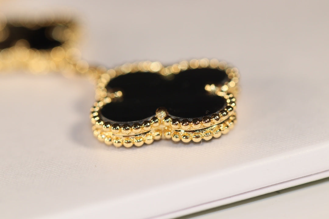 [⭐Shinejoy]CLOVER EARRINGS GOLD ONYX MOP 3 MOTIF