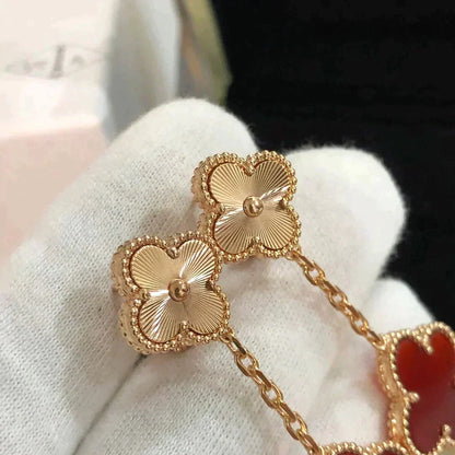 [⭐Shinejoy]CLOVER 2 MOTIF  LASER CARNELIAN EARRINGS