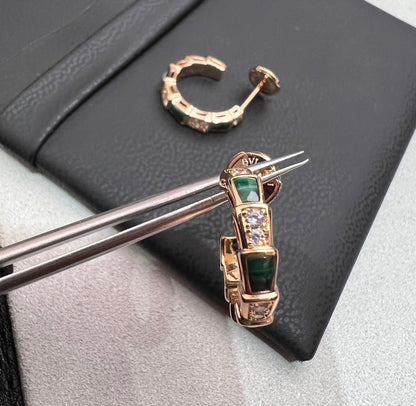 [⭐Shinejoy]SERPENTI MALACHITE PINK GOLD EARRINGS