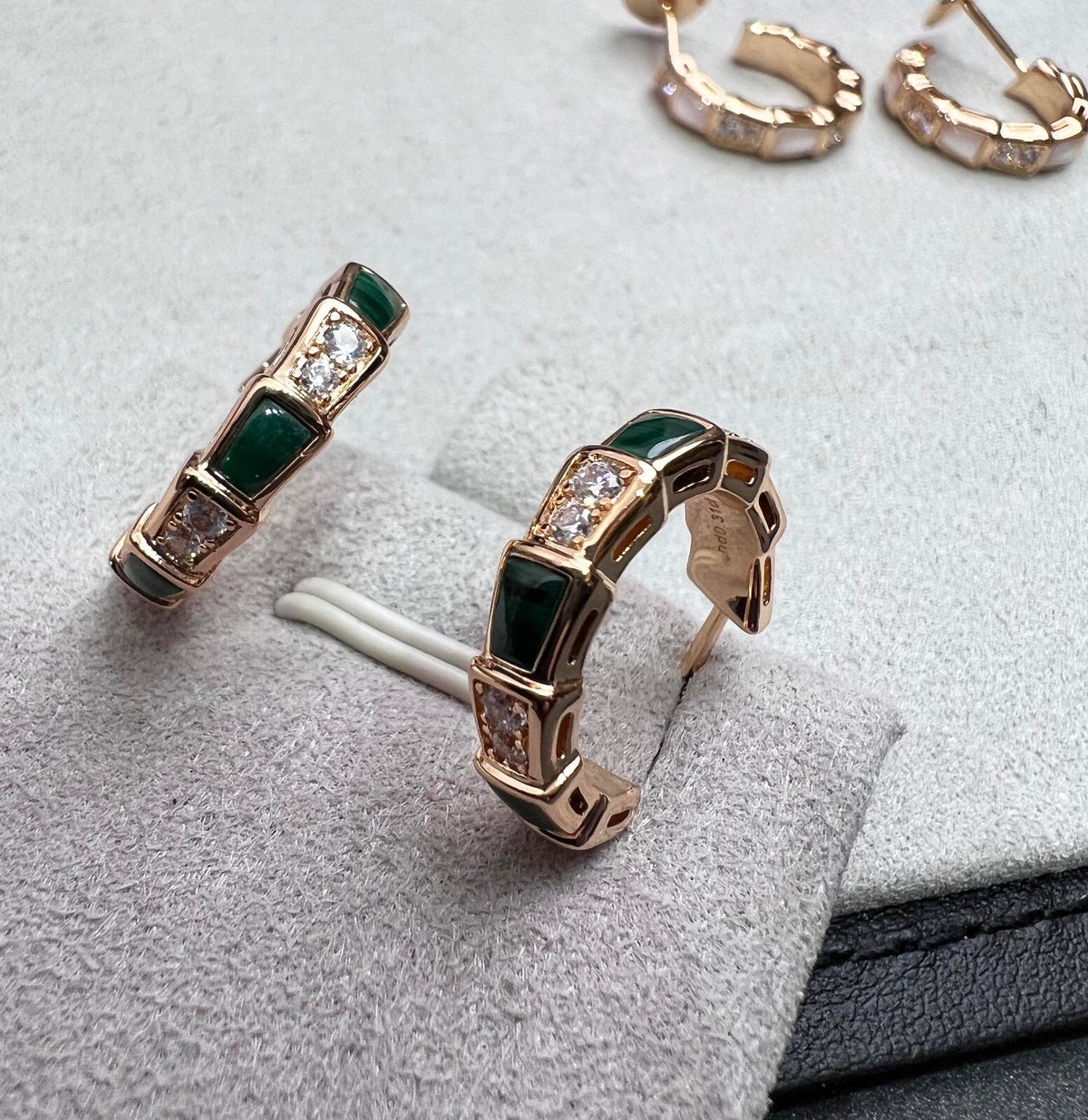 [⭐Shinejoy]SERPENTI MALACHITE PINK GOLD EARRINGS