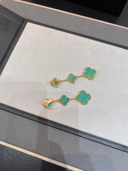 [⭐Shinejoy]CLOVER MALACHITE 3 MOTIFS GOLD