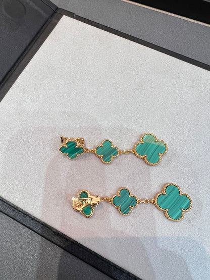 [⭐Shinejoy]CLOVER MALACHITE 3 MOTIFS GOLD
