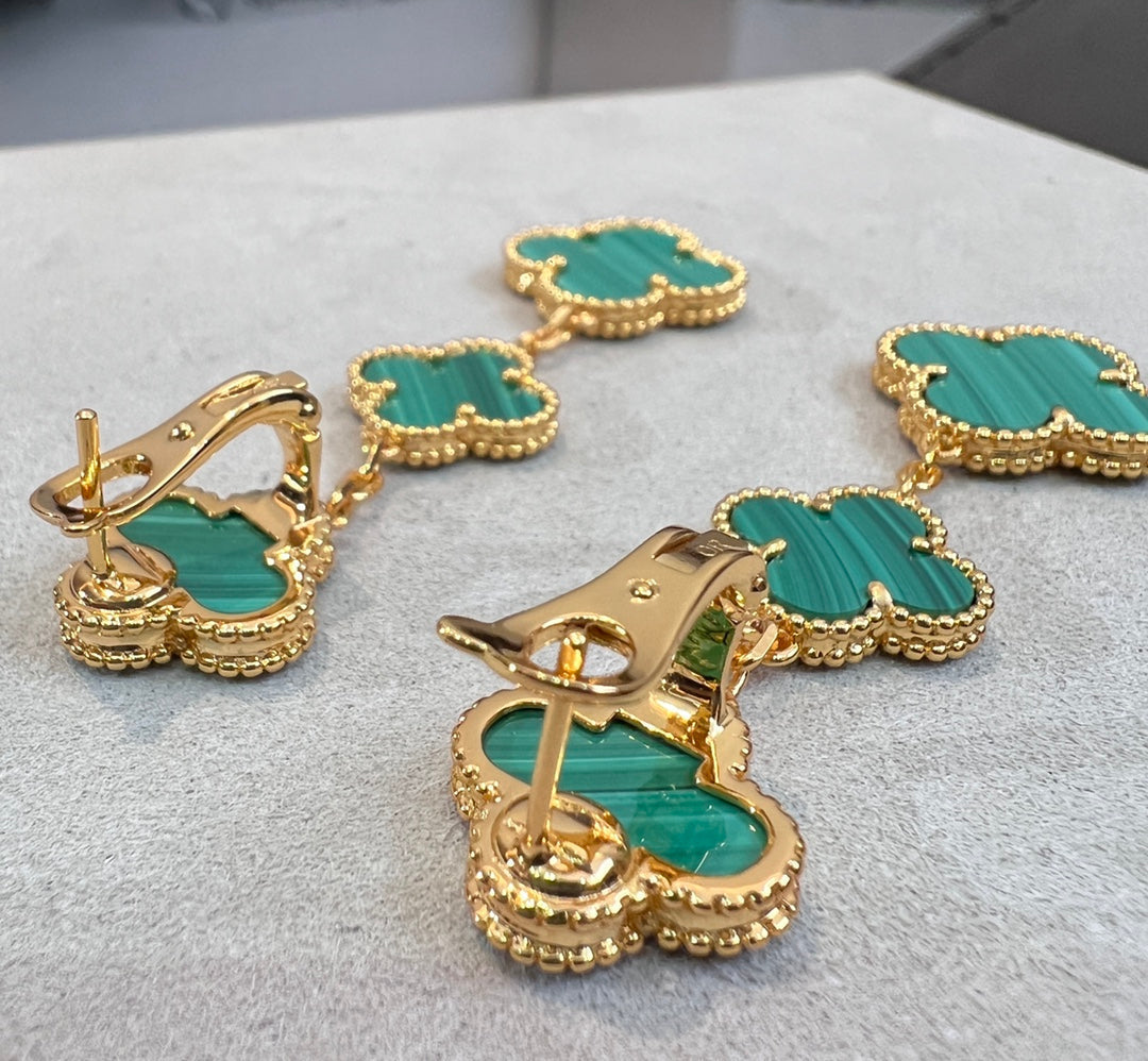 [⭐Shinejoy]CLOVER MALACHITE 3 MOTIFS GOLD