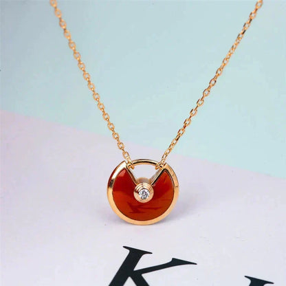 [⭐Shinejoy]AMULETTE GOLD CARNELIAN ONYX NECKLACE