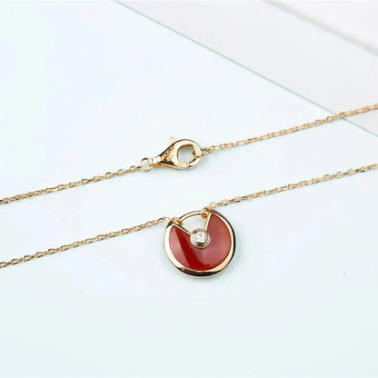 [⭐Shinejoy]AMULETTE GOLD CARNELIAN ONYX NECKLACE