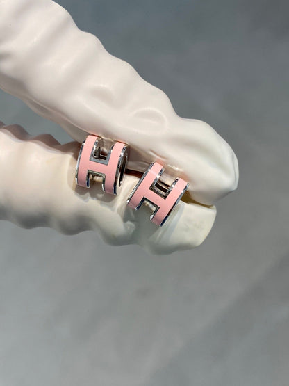 [⭐Shinejoy]MINI POP H SILVER EARRINGS PINK