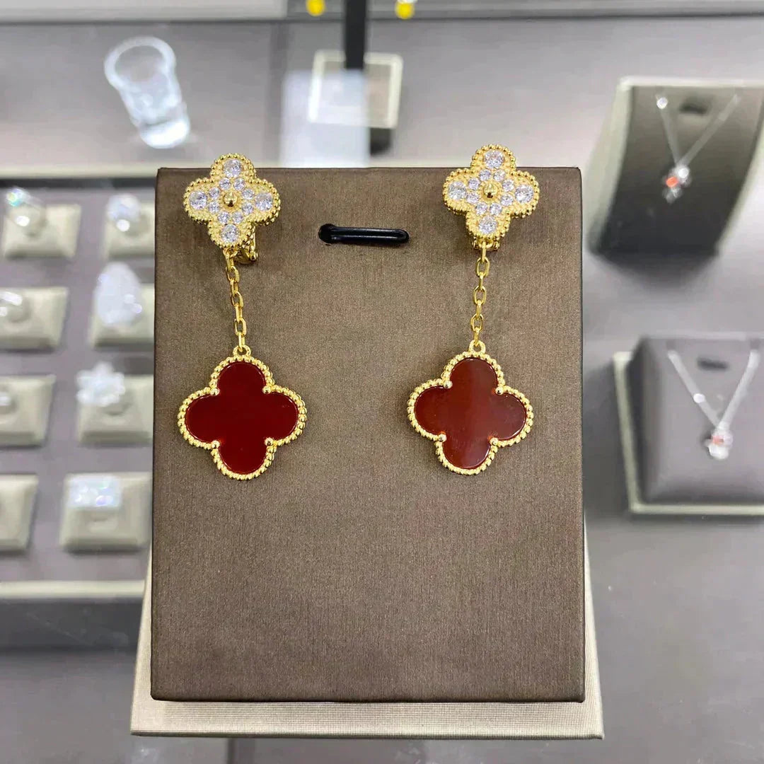 [⭐Shinejoy]CLOVER  2 MOTIFS  DIAMOND  EARRINGS (MULTIPLE CHOICESç´