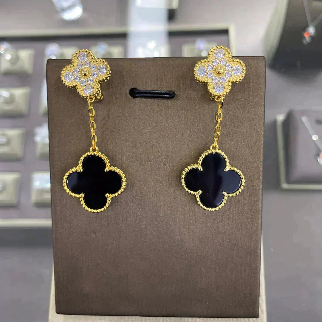 [⭐Shinejoy]CLOVER  2 MOTIFS  DIAMOND  EARRINGS (MULTIPLE CHOICESç´