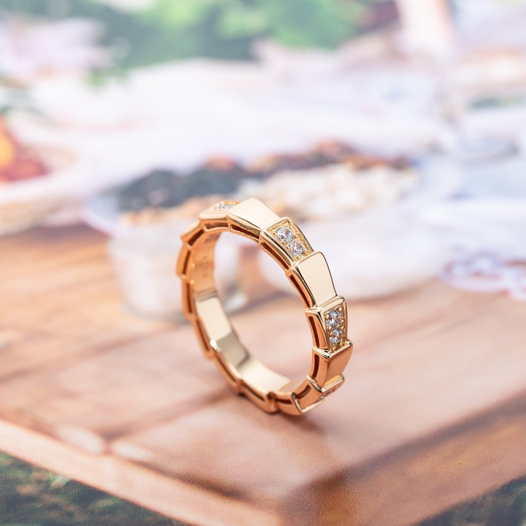 [⭐Shinejoy]SERPENTI RING PINK GOLD  3MM