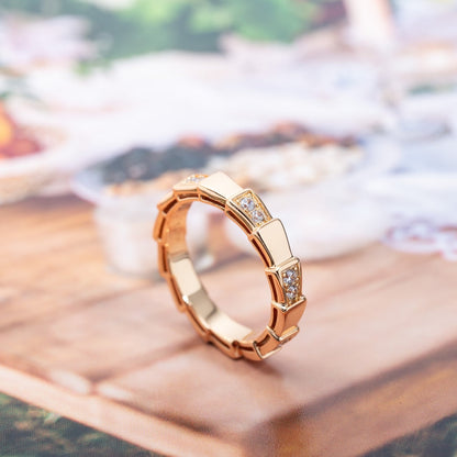 [⭐Shinejoy]SERPENTI RING PINK GOLD  3MM