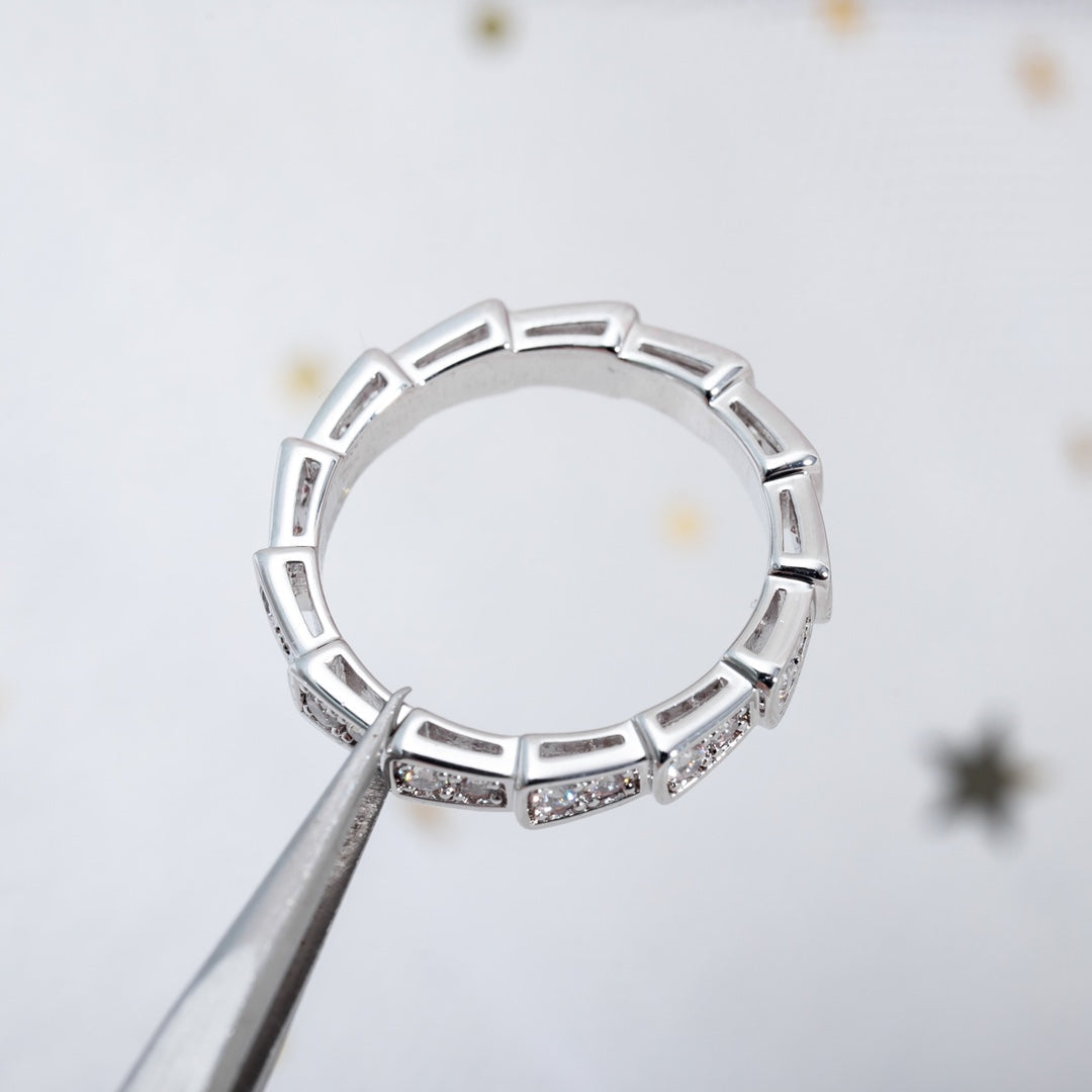 [⭐Shinejoy]SERPENTI RING SILVER DIAMOND PAVED 3MM