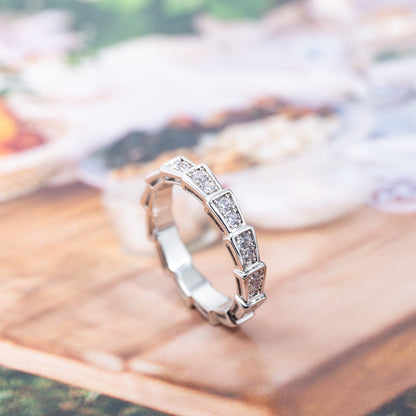 [⭐Shinejoy]SERPENTI RING SILVER DIAMOND PAVED 3MM
