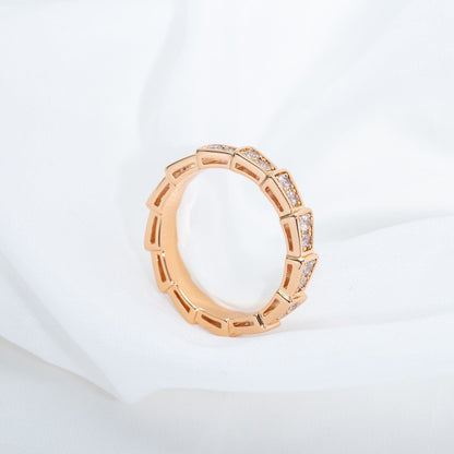 [⭐Shinejoy]SERPENTI RING PINK GOLD DIAMOND PAVED 3MM