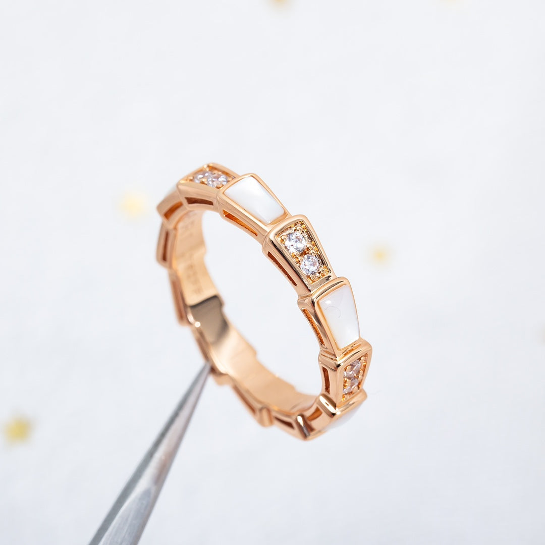 [⭐Shinejoy]SERPENTI RING PINK GOLD DIAMOND MOP 3MM