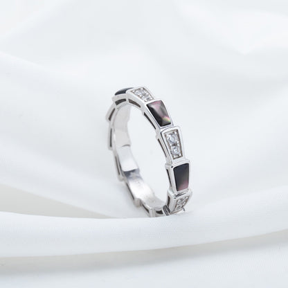 [⭐Shinejoy]SERPENTI RING SILVER  DIAMOND BLACK MOP 3MM