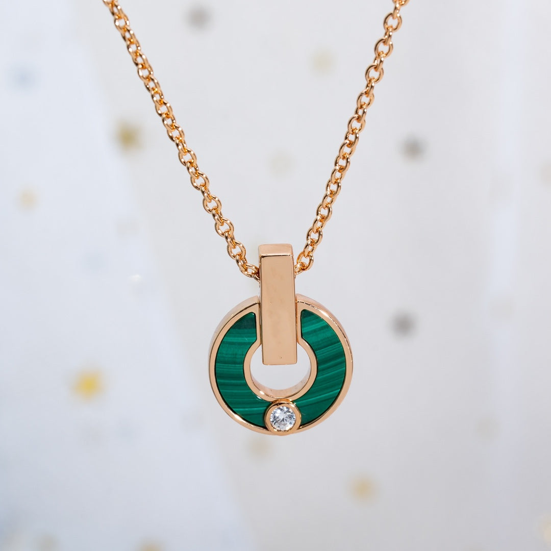 [⭐Shinejoy]GARI NECKLACE PINK GOLD MALACHITE